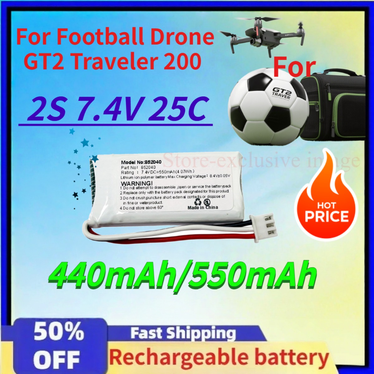 Xiaomi Travel Accessories - 440mAh/550mAh 2S 7.4V 25C Lityum Polimer