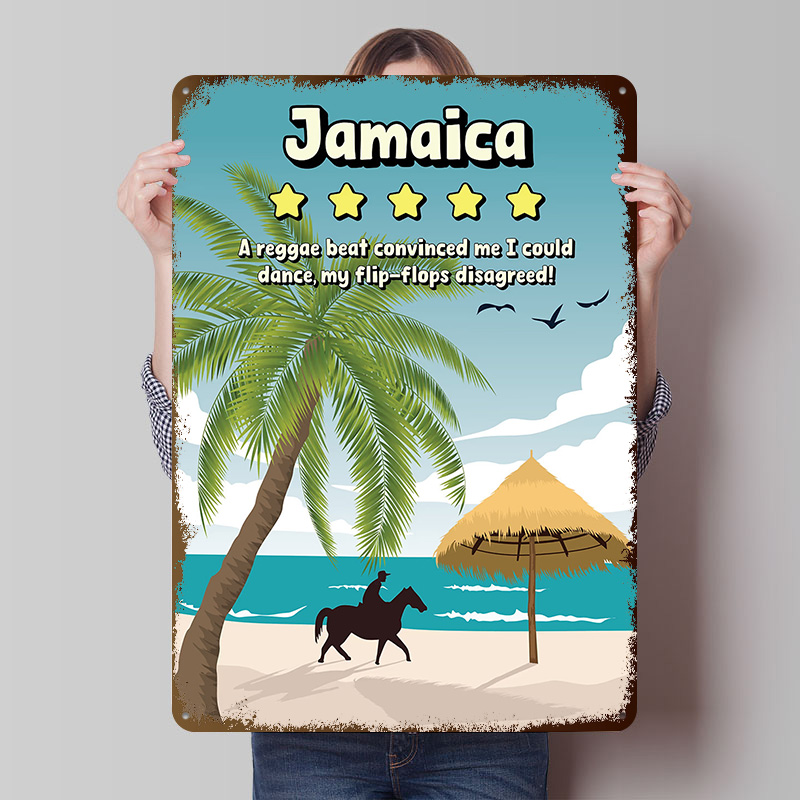 Travel Accessories For Jamaica - Jamaika Komik İnceleme Seyahat Metal Posteri