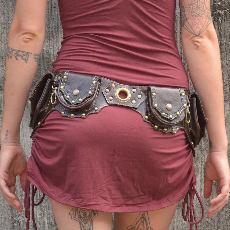 Travel Accessories Hip Belt - 1 adet ortaçağ Steampunk deri bel